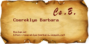 Csereklye Barbara névjegykártya